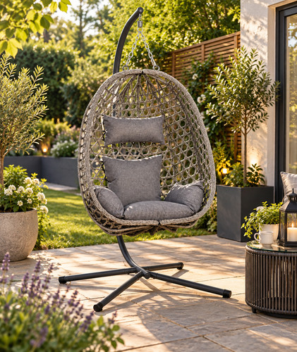 Rattan hanging egg - hanging, with